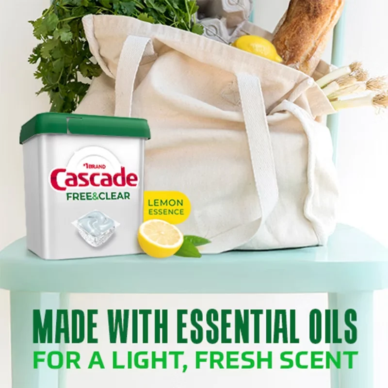 Cascade Free & Clear Pods Dishwasher Detergents - Lemon Essence - 47ct