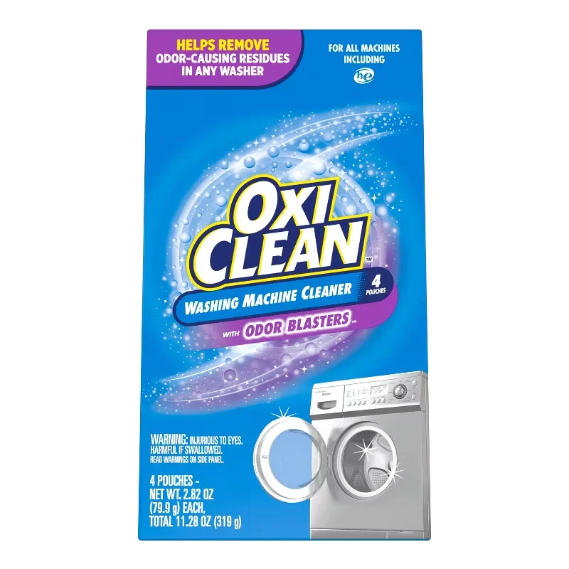 OxiClean Scented Washing Machine Cleaner Pouches with Odor Blasters - 11.28oz/4ct: Bleach-Free, Powder Form, Box Packaging